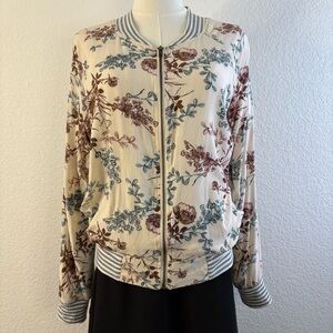 🌟Saltwater Luxe Jacket Womens Small Ivory Red Full Zip Bomber Casual